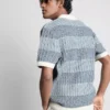 Strikket poloshirt med strukturerede striber