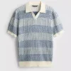 Strikket poloshirt med strukturerede striber