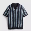 Strikket poloshirt med strukturerede striber