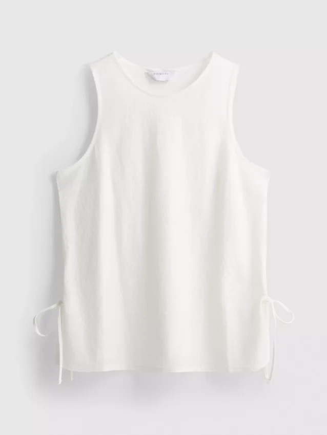 Strikket tanktop med bindebånd i siden