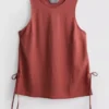 Strikket tanktop med bindebånd i siden