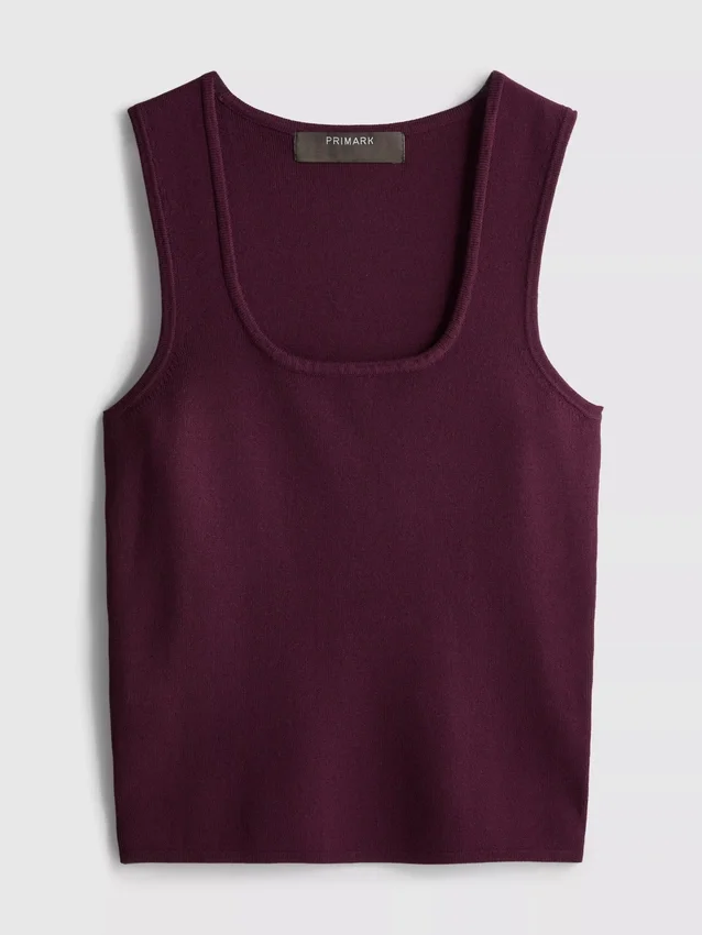 Strikket tanktop med firkantet halsudskæring