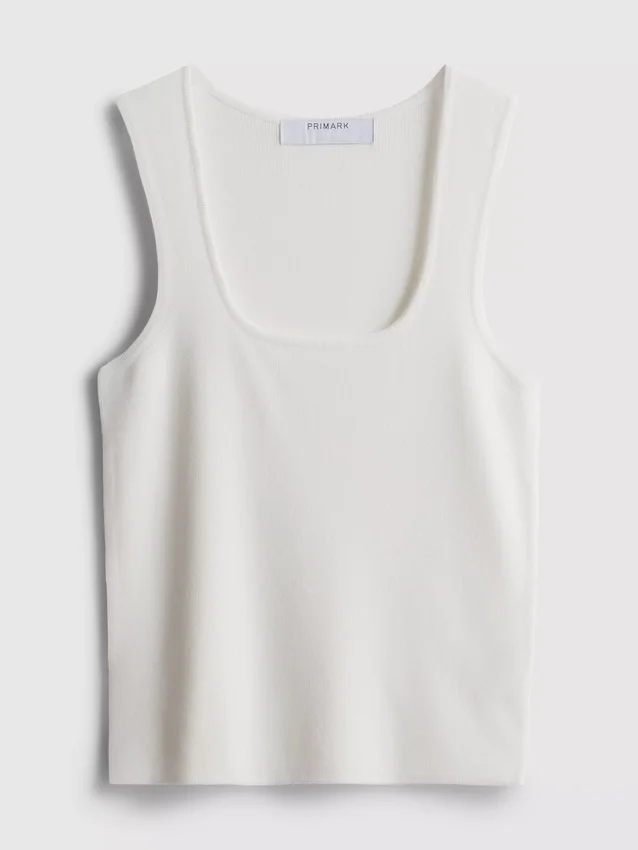Strikket tanktop med firkantet halsudskæring