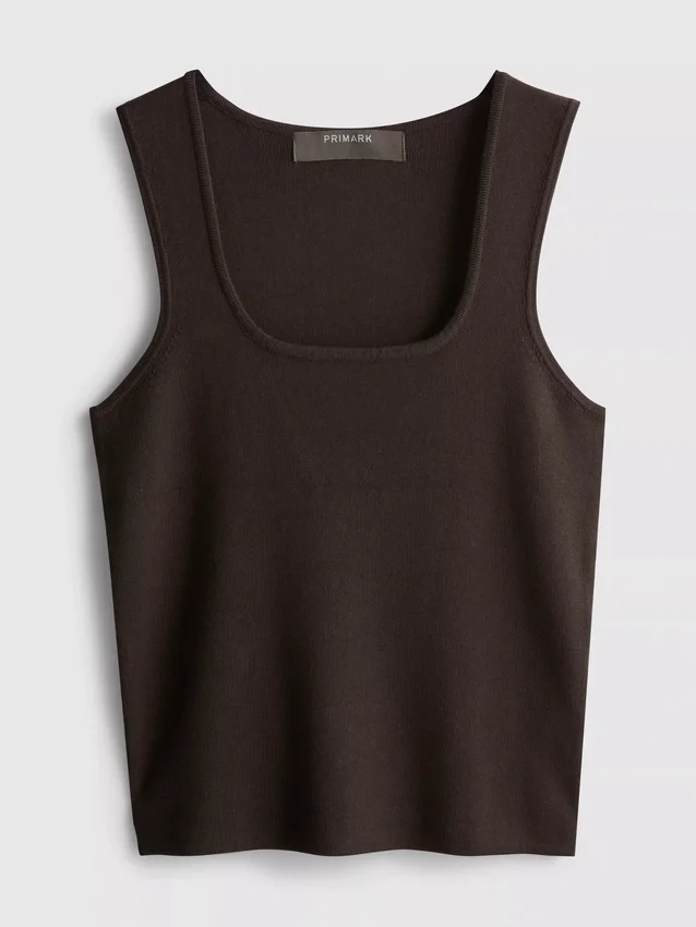Strikket tanktop med firkantet halsudskæring