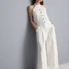 Struktureret halterneck-top med knapper