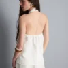 Struktureret halterneck-top med knapper