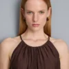 Struktureret halterneck-trapezbluse