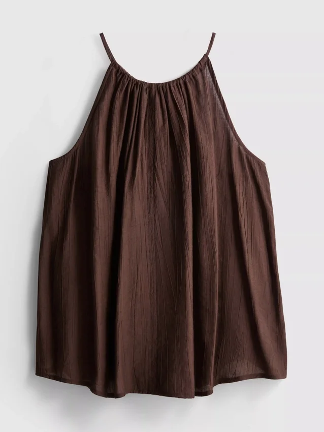 Struktureret halterneck-trapezbluse