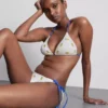 Struktureret trekantet bikini-top med citronmotiv