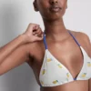 Struktureret trekantet bikini-top med citronmotiv