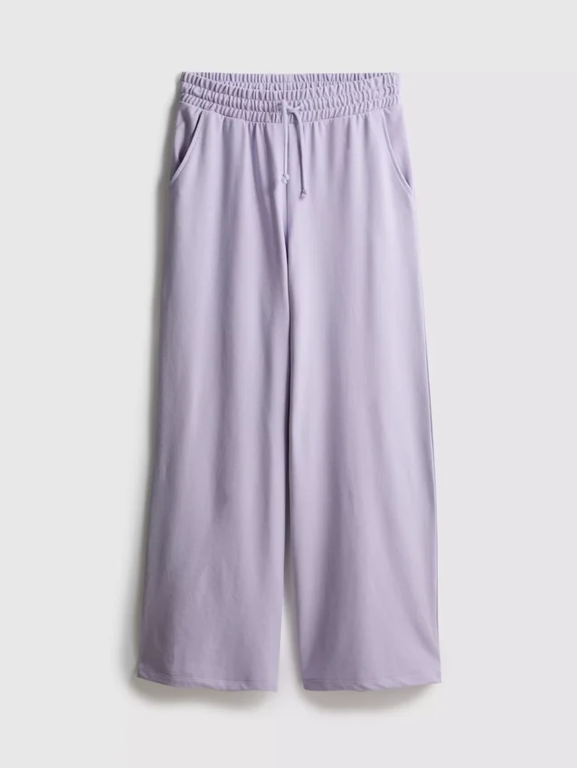 Sweatpants med brede ben i bomuldsblanding