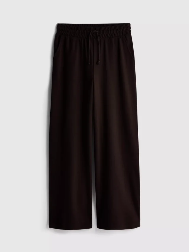 Sweatpants med brede ben i bomuldsblanding