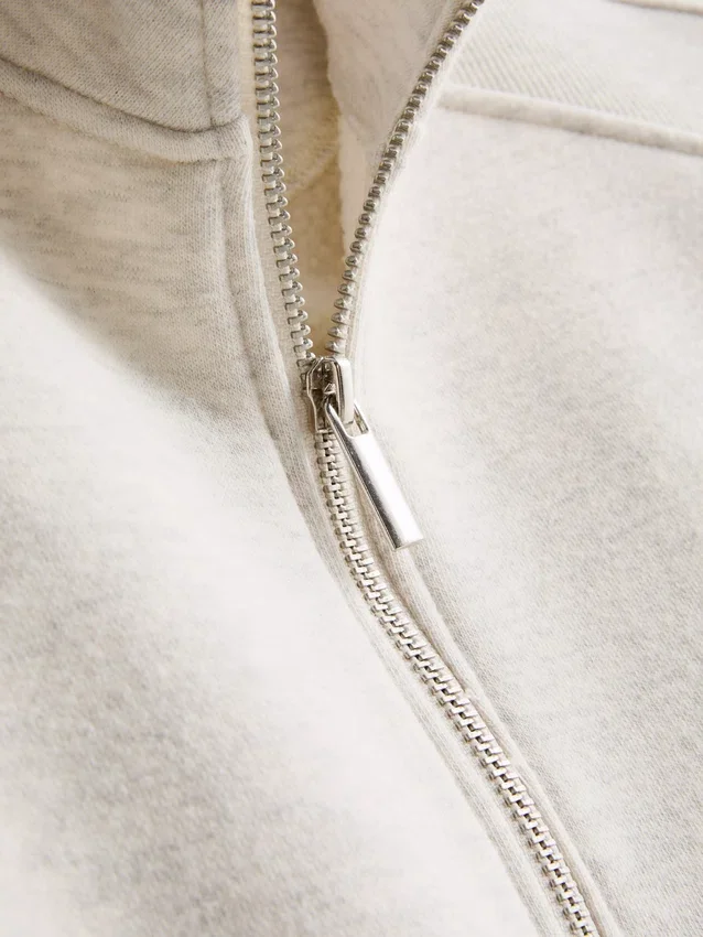 Sweatshirt i bomuldsblanding med halv lynlås