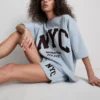 Sweatshirt med drop-sleeves i bomuldsrig NYC-stil