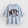 Sweatshirt med drop-sleeves i bomuldsrig NYC-stil