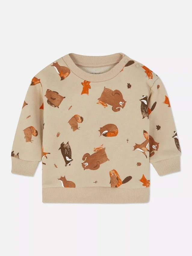 Sweatshirt med skovdyr-motiv