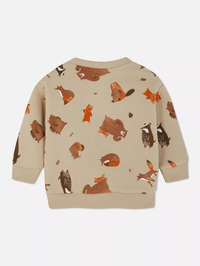 Sweatshirt med skovdyr-motiv