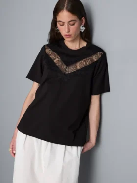 T-shirt med blonderindsats