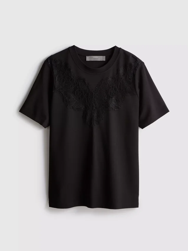 T-shirt med blonderindsats