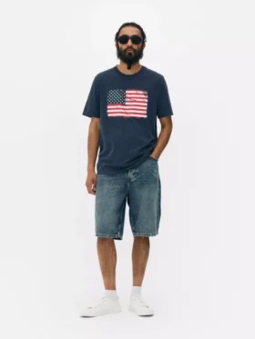 T-shirt med korte ærmer og amerikansk flag