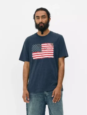 T-shirt med korte ærmer og amerikansk flag
