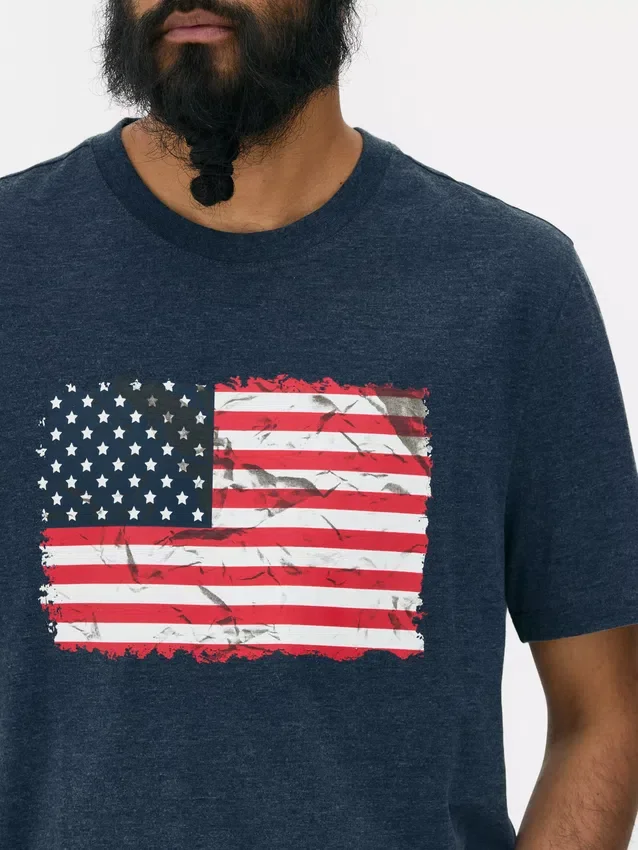 T-shirt med korte ærmer og amerikansk flag
