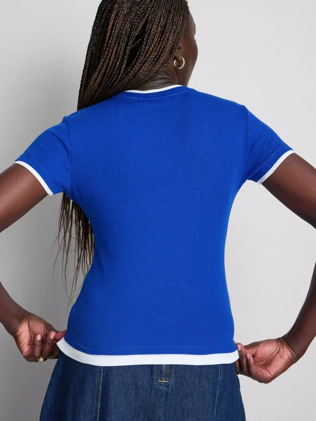 T-shirt med rund hals og dobbelt lag
