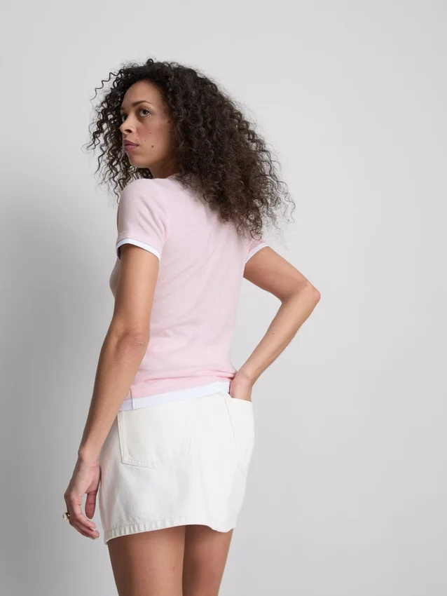 T-shirt med rund hals og dobbelt lag