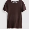 T-shirt med rund hals og dobbelt lag