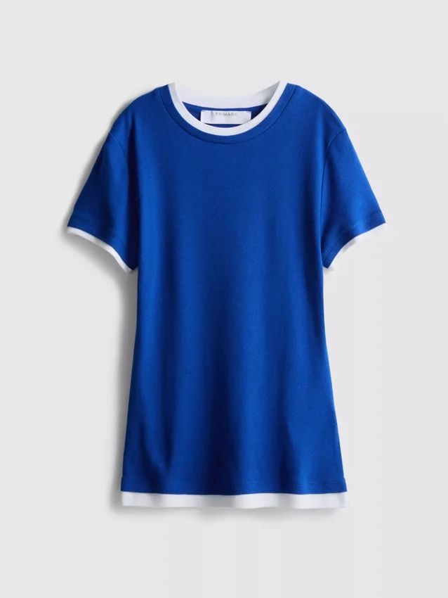 T-shirt med rund hals og dobbelt lag