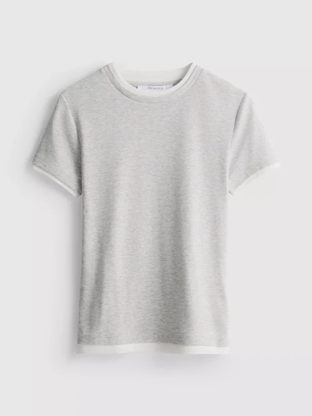 T-shirt med rund hals og dobbelt lag