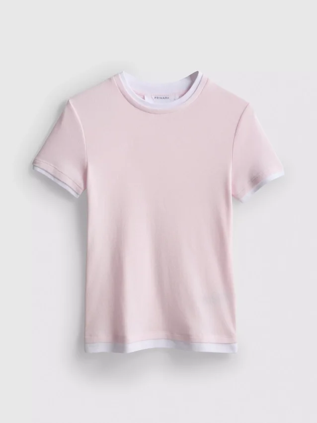 T-shirt med rund hals og dobbelt lag
