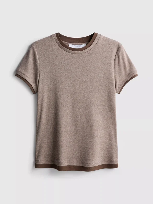 T-shirt med rund hals og dobbelt lag