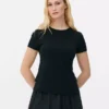 T-shirt med rund hals og stretch