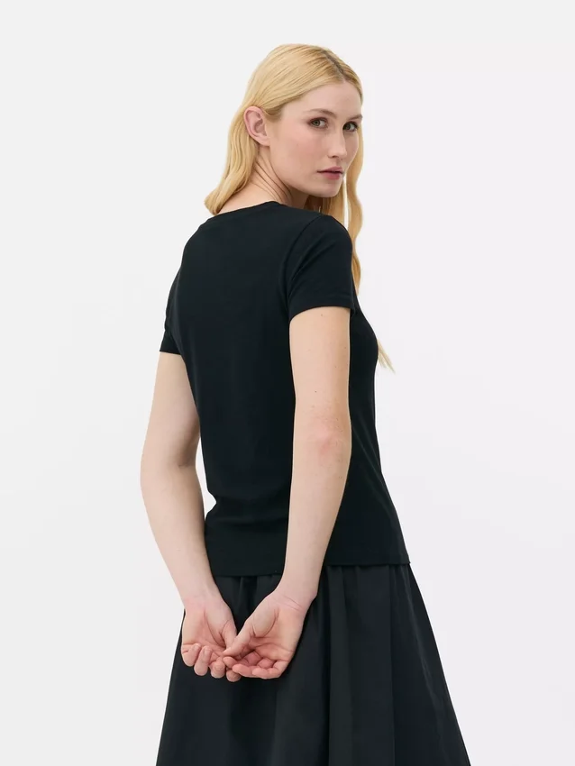T-shirt med rund hals og stretch