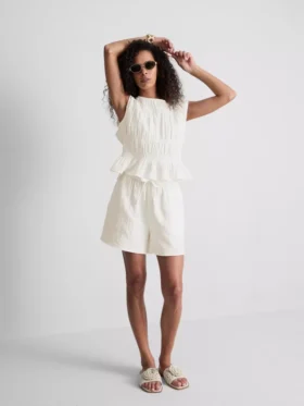 Tanktop i bomuld med rynket design