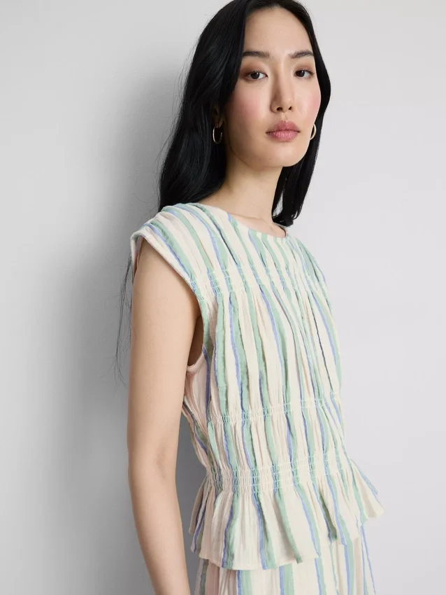 Tanktop i bomuld med rynket design