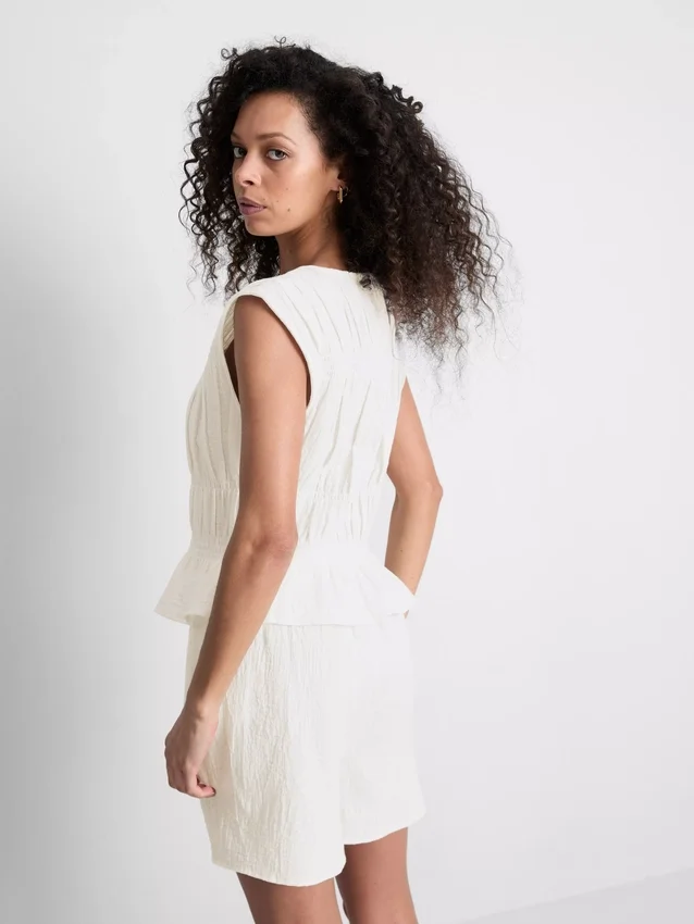 Tanktop i bomuld med rynket design