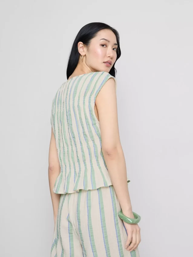 Tanktop i bomuld med rynket design