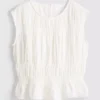 Tanktop i bomuld med rynket design