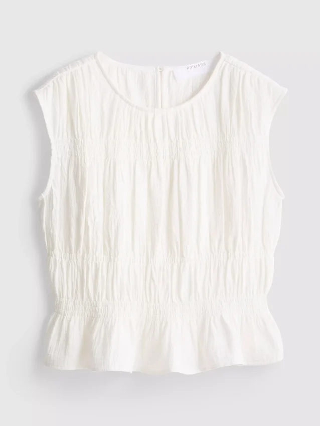 Tanktop i bomuld med rynket design