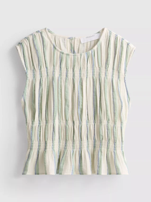 Tanktop i bomuld med rynket design