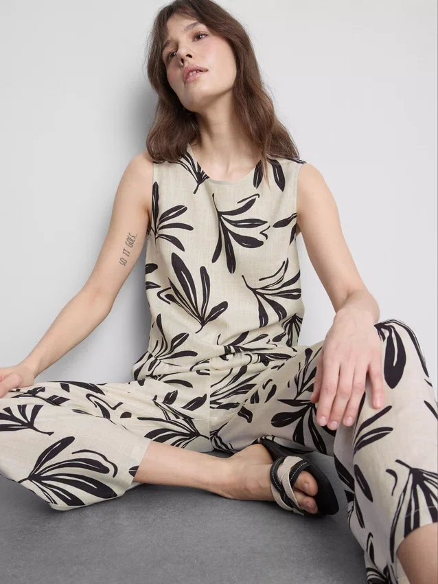 Tanktop i bomuldsblanding med print