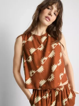 Tanktop i bomuldsblanding med print