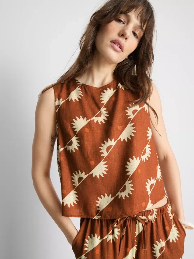 Tanktop i bomuldsblanding med print
