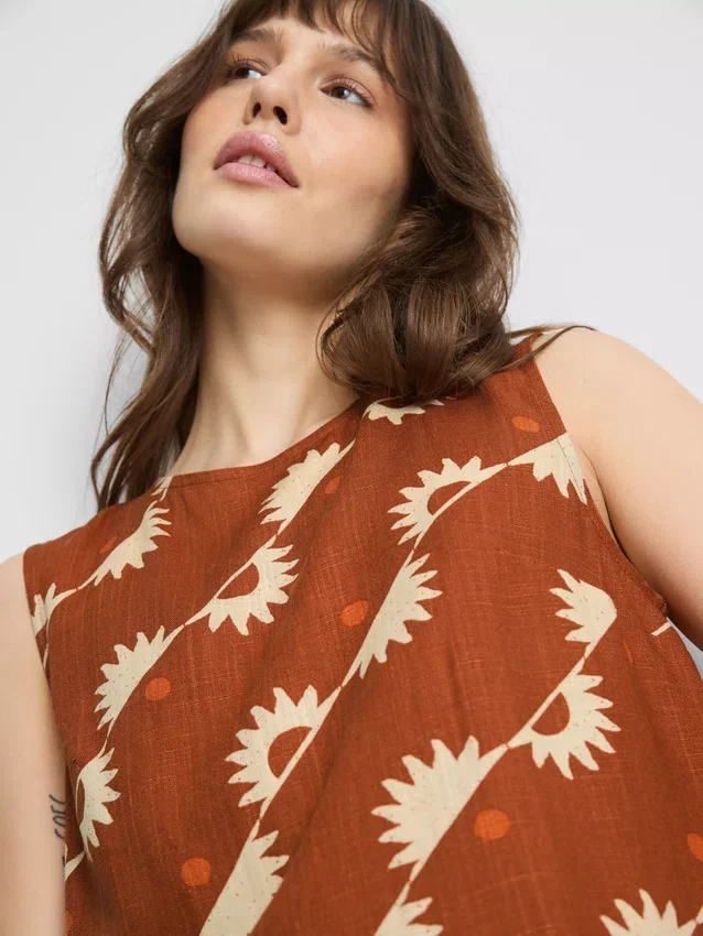 Tanktop i bomuldsblanding med print