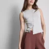 Tanktop med knapper, med højt bomuldsindhold