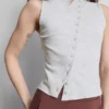 Tanktop med knapper, med højt bomuldsindhold