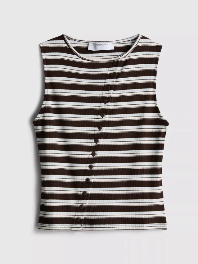 Tanktop med knapper, med højt bomuldsindhold
