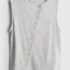 Tanktop med knapper, med højt bomuldsindhold
